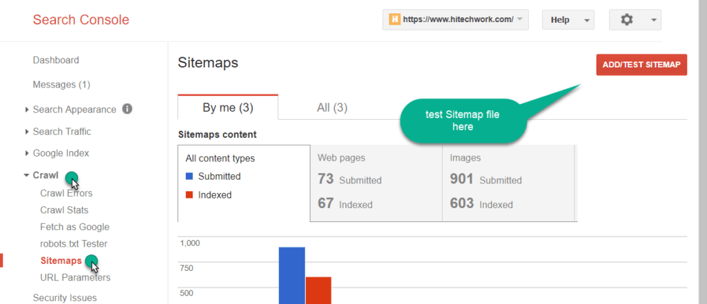 test xml sitemap file in webmaster tool