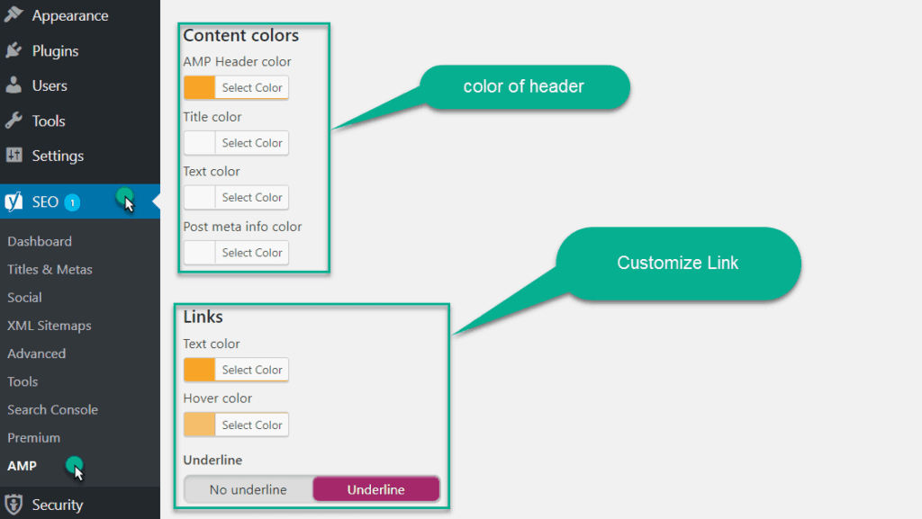 change the style of AMP page in Glue Plugin