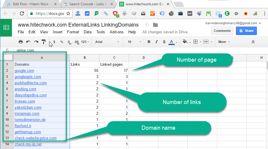 Domain list in gooleDocus