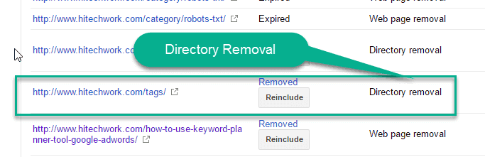 Status of Directory removal request