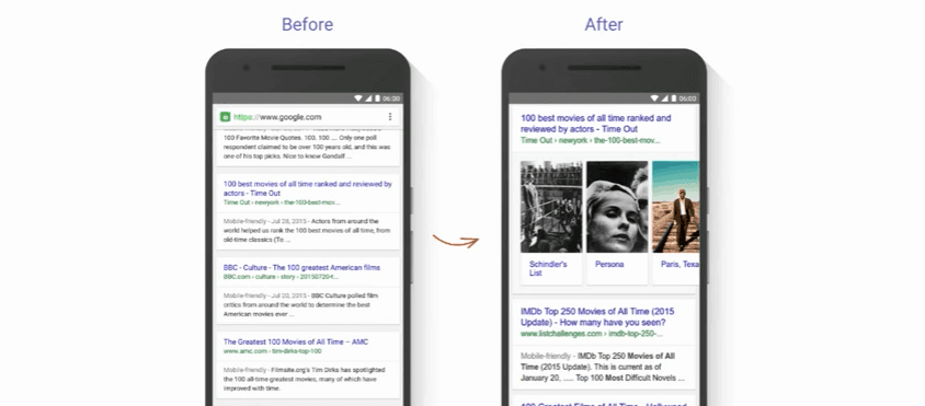 Old and New Search in google;e mobile