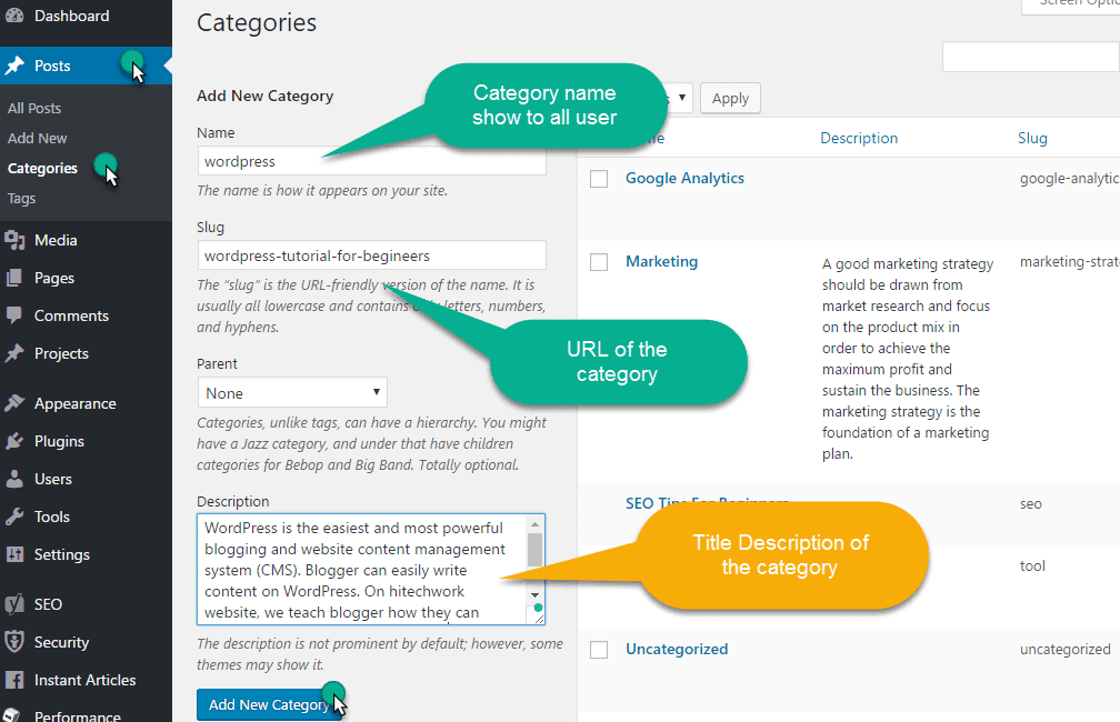 add a new category in wordpress