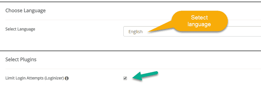 Select language and Plugin