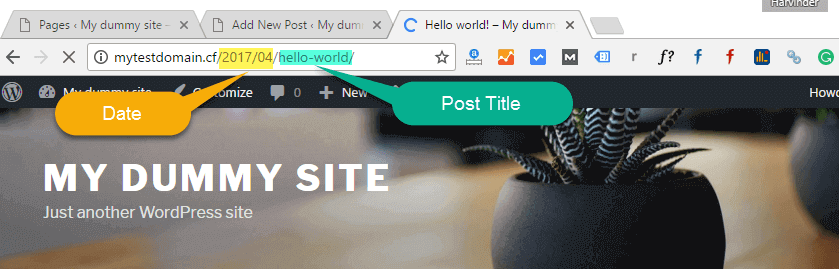 date in the URL in wordpress