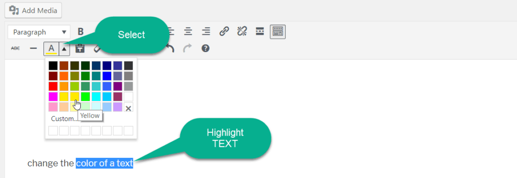 change the text color in wordpress post editor toolbar