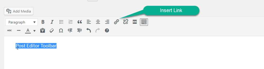 insert link in wordpress post editor