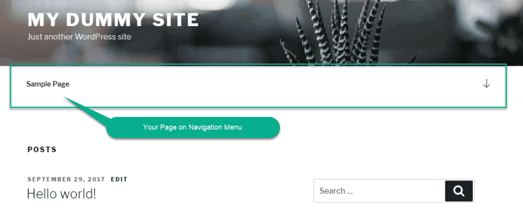 Your Page on Navigation Menu wordpress