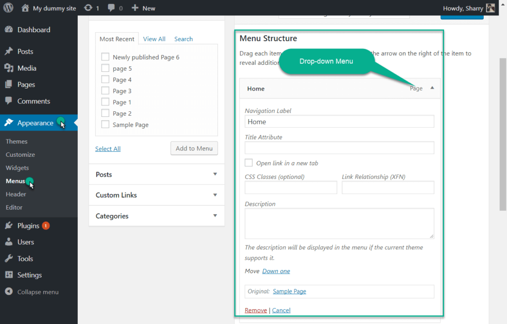 enable advanced menu properties in wordpress