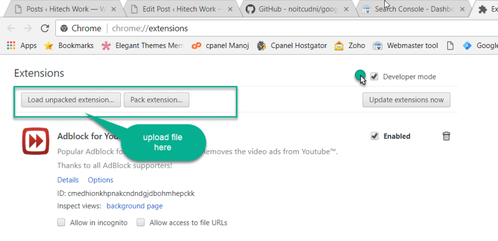 Enable developer mode in chrome