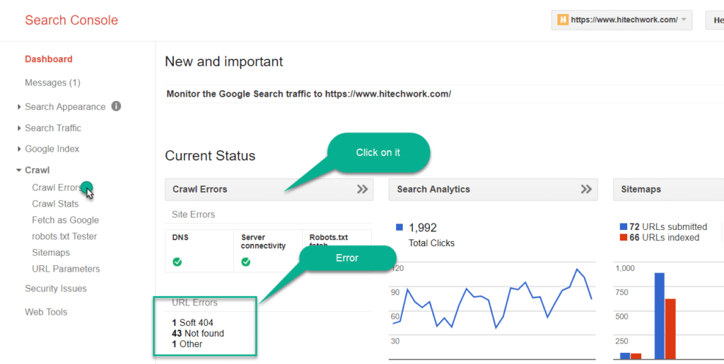 google webmaster dashboard