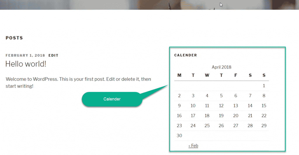 add calendar to WordPress widget