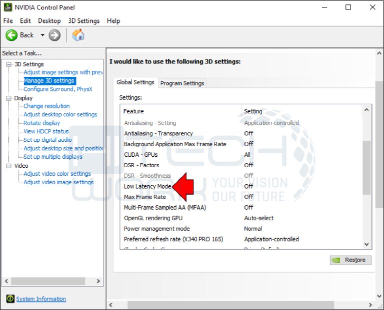 select the low latency mode