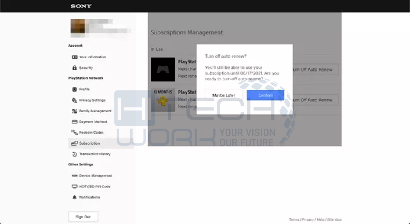 Confirm the cancelation of PS Plus
