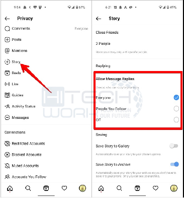 Instagram settings - Privacy - Story