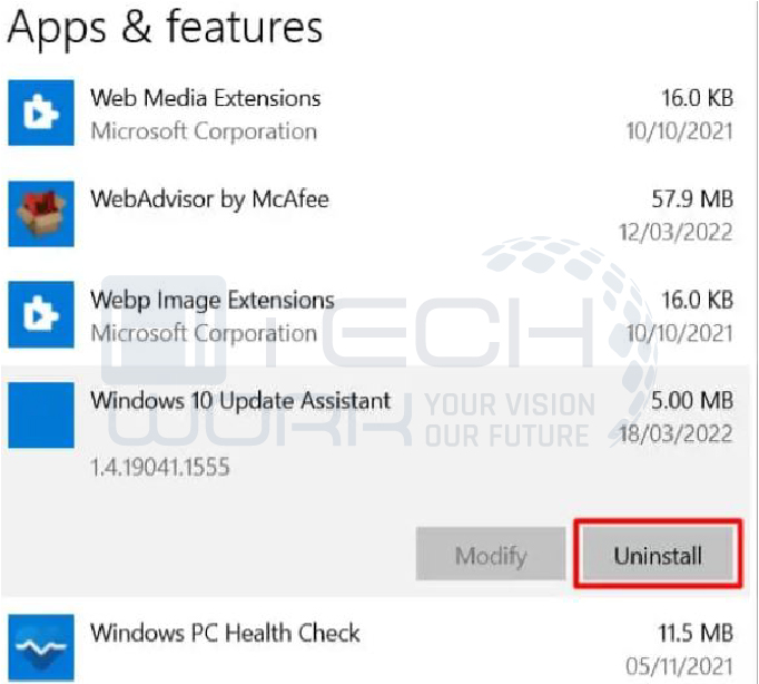 Delete & Uninstall Window 10 Update Assistant