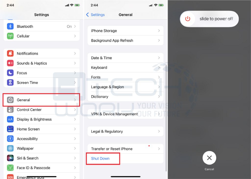 How to Turn off iPhone 14 via Settings
