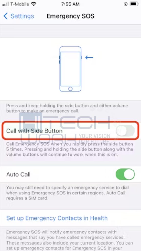 turn off Auto call with side button option