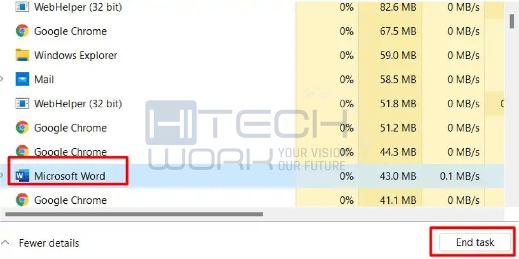 Close Office Connected Process in Task Manager