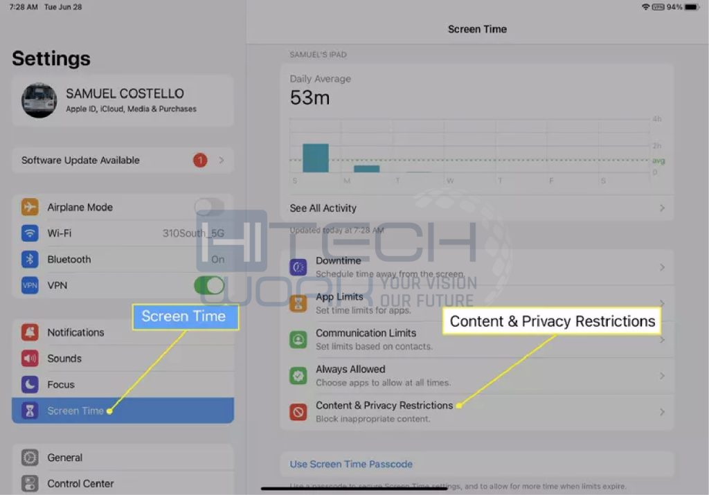 content and privacy restrictions