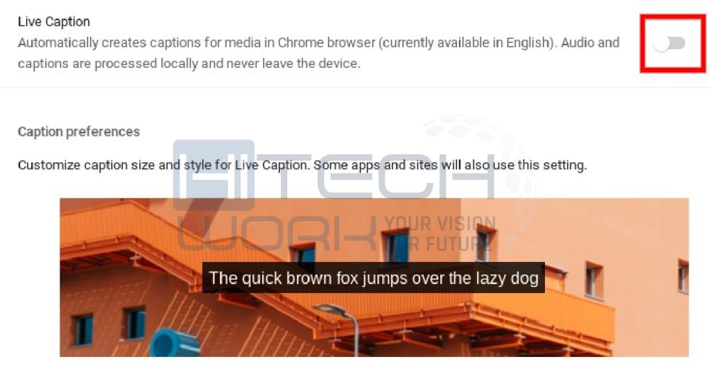 Toggle off live captions