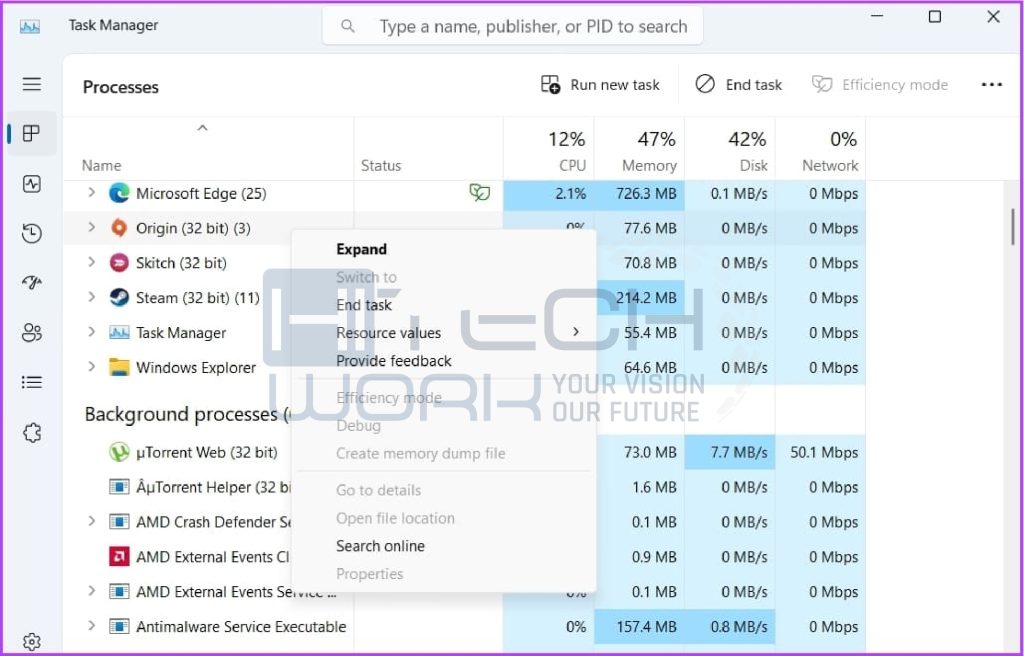 Close the background running task