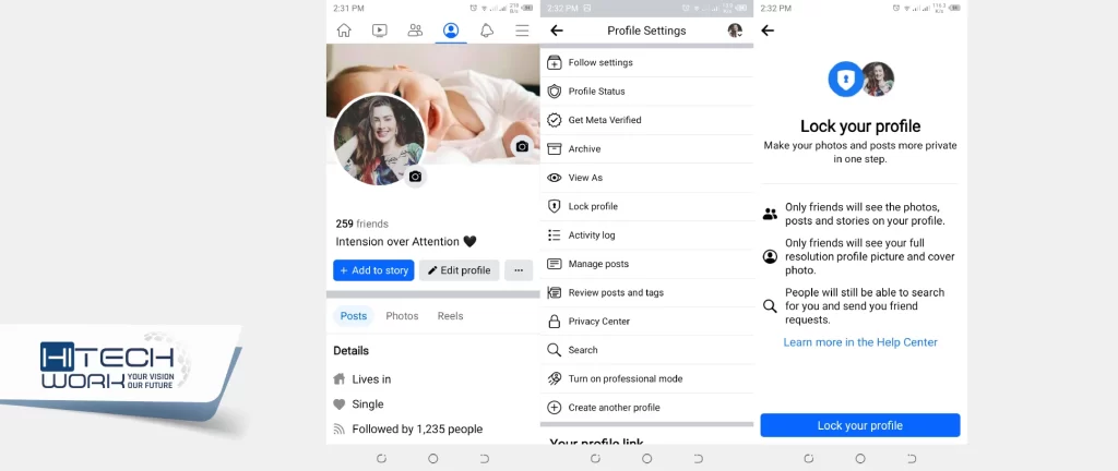 lock facebook profile on mobile