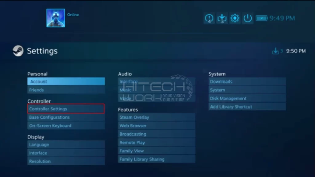 Controller Setting option on Stream