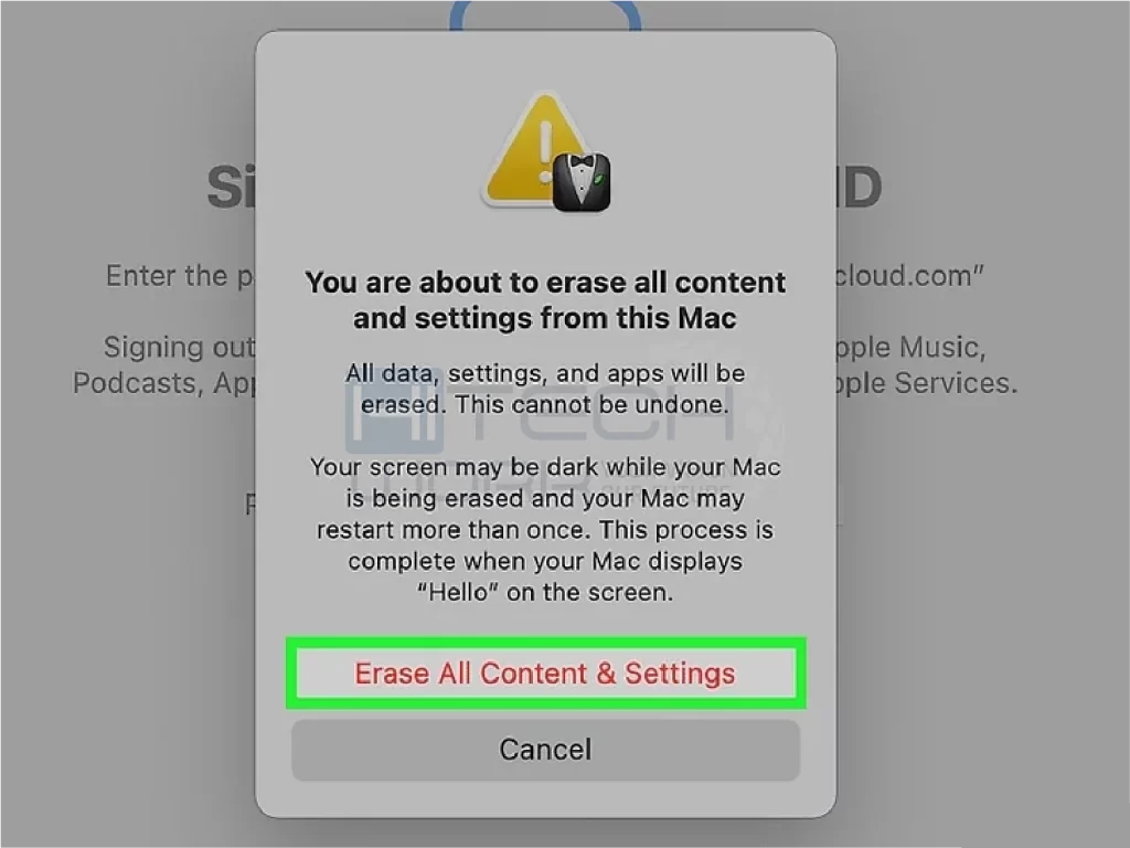 Tap erase all content and settings