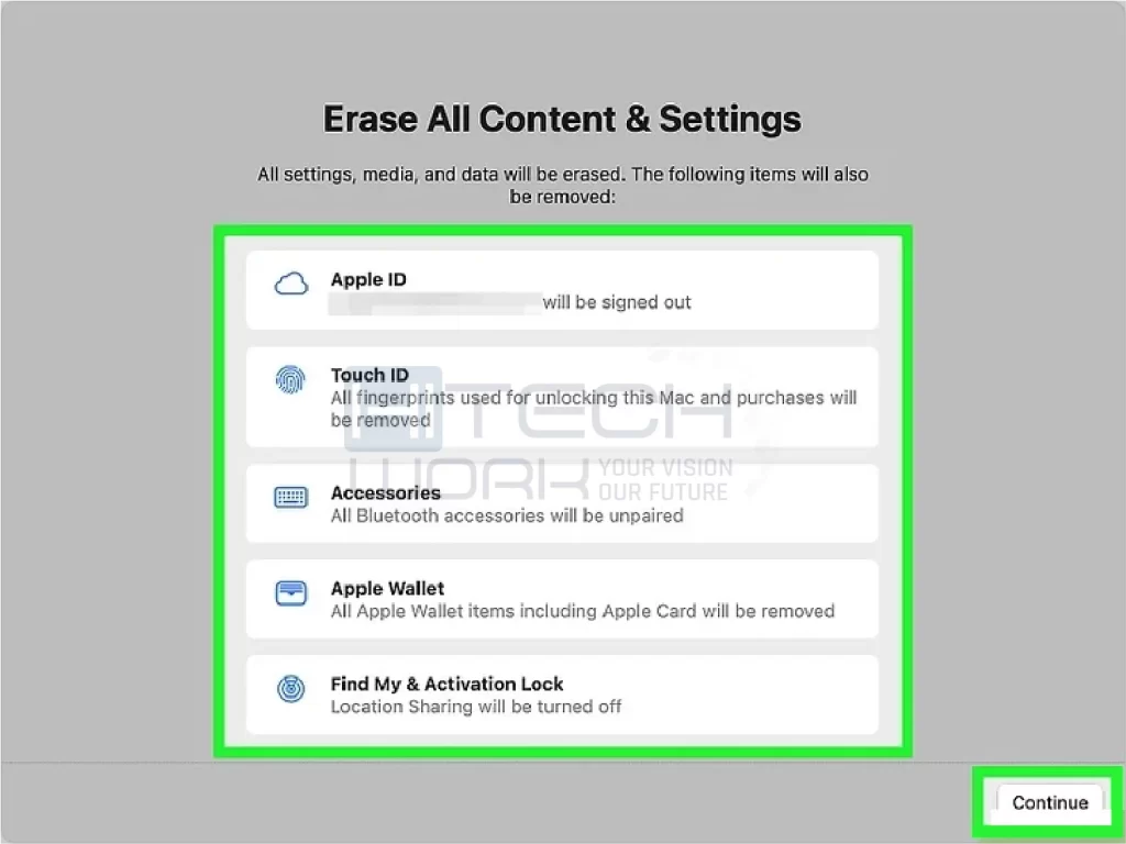 erase all settings, media, and data