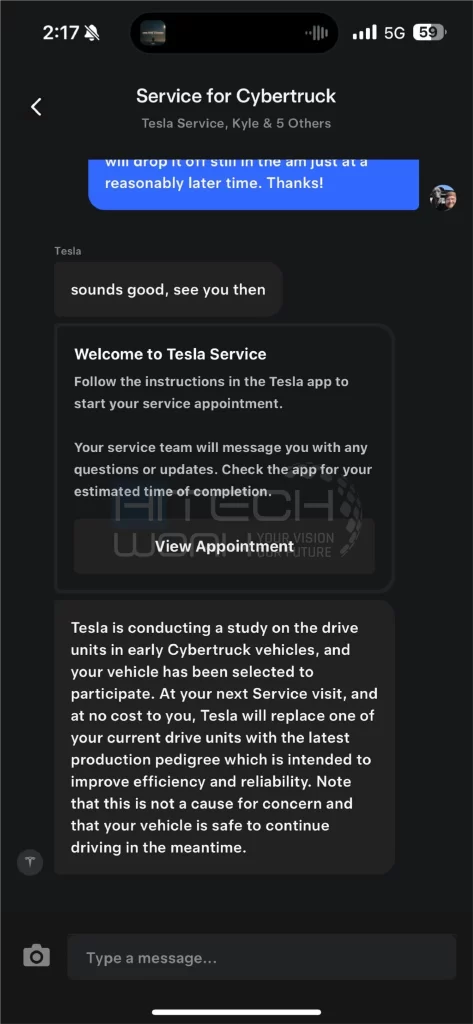 tesla text message