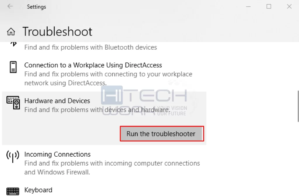 Run Hardware and Device Troubleshooter