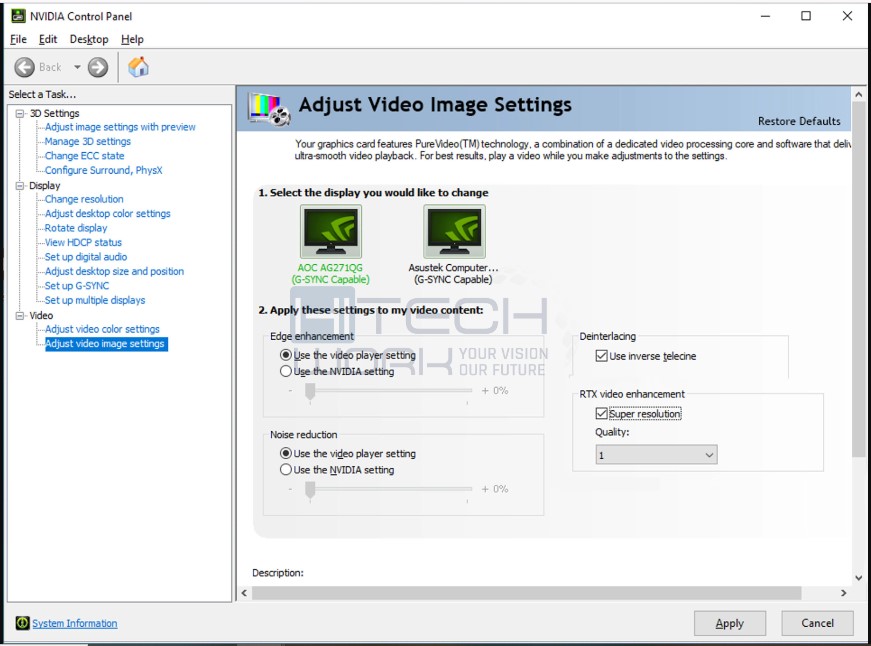 Adjust Video Image settings