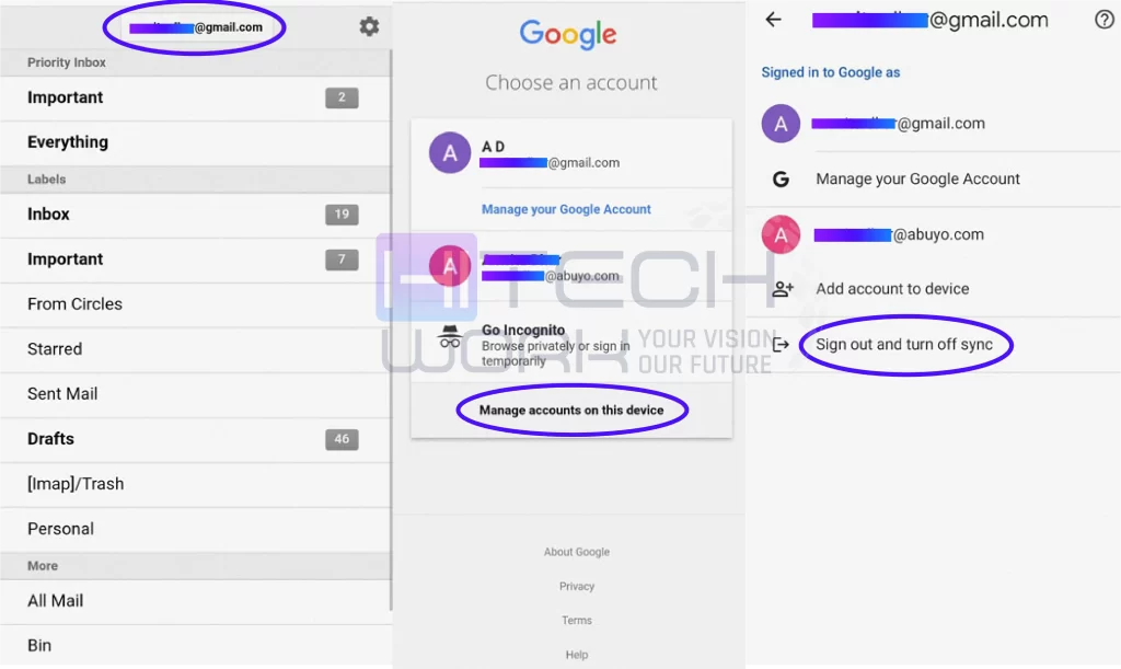 Change Default Google Account on android